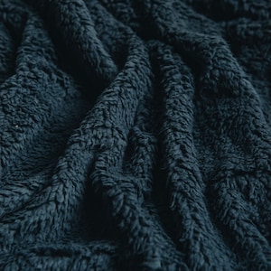 Navy Blue Coloured Luxury Sherpa Fleece Fabric Soft, Cuddly Texture 150cm wide image 1