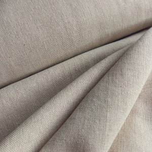 Plain Natural Woven Cotton Linen Mix Light Canvas Fabric, Beige Taupe Stone image 1