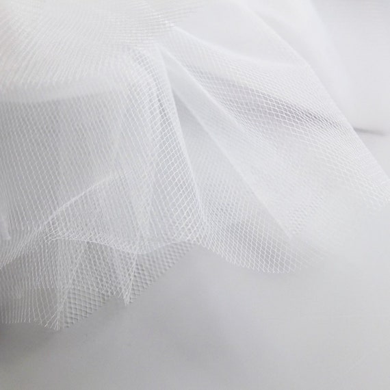 White bridal tulle veil fabric 300cm wide - fine delicate net - by
