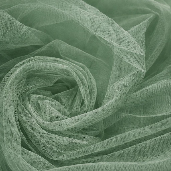 Sea Green Soft Tulle Fabric – 150cm Wide Lightweight Netting – Sheer Dressmaking, Bridal & Wedding Draping – Sold by the Metre