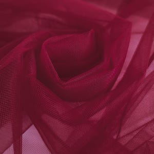 Berry Burgundy Fine Tulle fabric 300cm wide - Per metre - net suitable for underskirt, veil, pleating & ruching Manufactured in the UK image 4