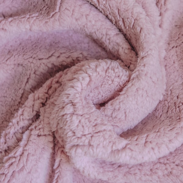 Dusky Pink Coloured Luxury Sherpa Fleece Fabric - Soft, Cuddly Texture - 150cm wide
