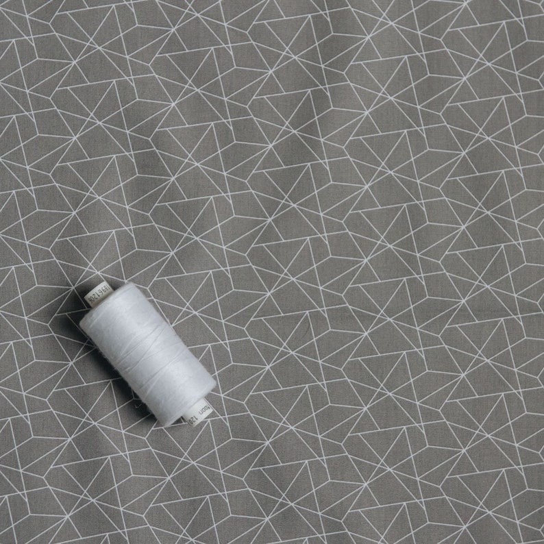 Grey &amp; White Geometric Origami Print on 100% Cotton Woven | Etsy