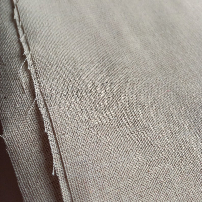 Plain Natural Woven Cotton Linen Mix Light Canvas Fabric, Beige Taupe Stone image 4