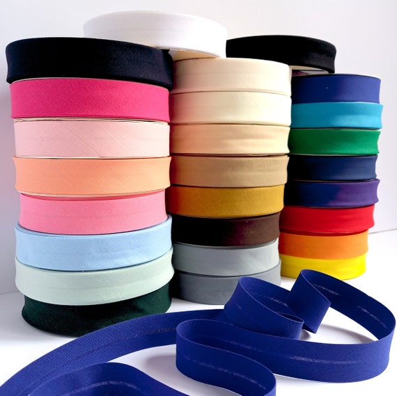 25mm Polycotton Bias Binding Tape Many Colours Pre Folded Sold per 3m, 5m,  10 and as a Full 25m Roll 