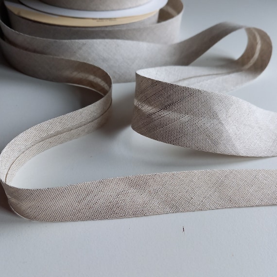 Ruban De Biais Satiné Ivoire 18mm – Pré-plié, Au Mètre | 100% Polyester, Lavable | Pour Couture, Customisation