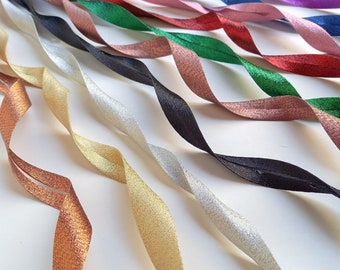 2 metres of Lurex Shiny Metallic Bias binding 18mm Wide - 10 colours Red Green Gold Silver Copper - (D10)