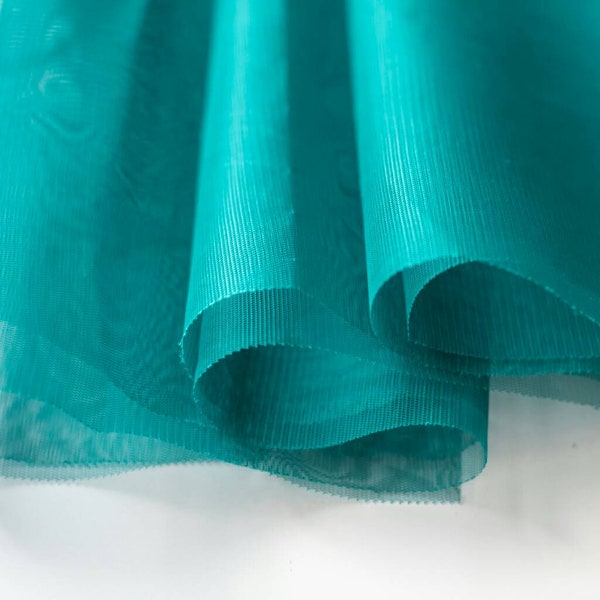 Teal Green Blue Soft Tulle Veiling Dress Fabric 150cm de large - Vendu au mètre