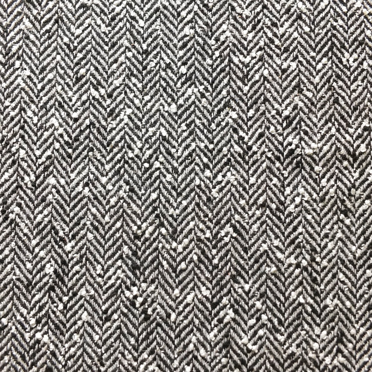 Black and White Herringbone Textured Boucle Coat Fabric 50