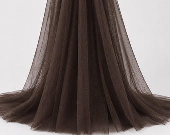 Brown Soft Tulle Fabric – 150cm Wide Lightweight Netting – Sheer Dressmaking, Bridal & Wedding Draping – Sold by the Metre
