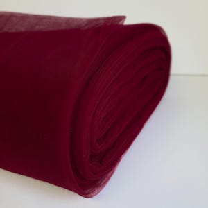 Berry Burgundy Fine Tulle fabric 300cm wide - Per metre - net suitable for underskirt, veil, pleating & ruching Manufactured in the UK image 2
