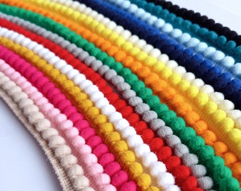 Mini Pom Pom Bobble Plain Trim Edge - 16 Colours