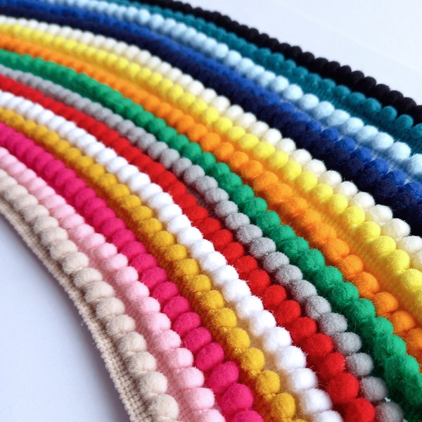 Mini Pom Pom Bobble Plain Trim Edge - 16 Colours