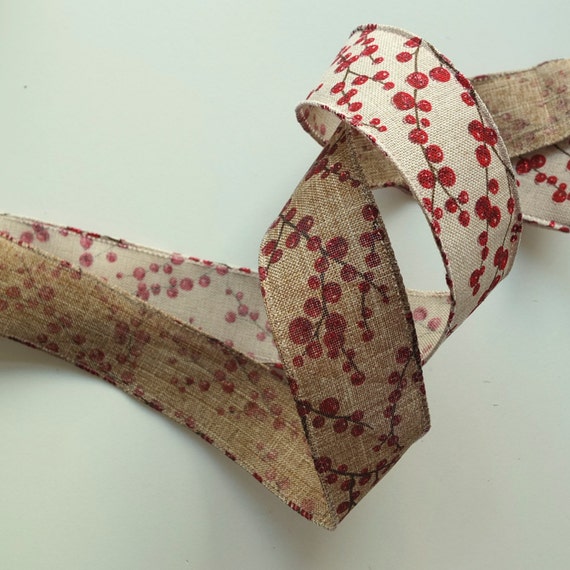 MERRY CHRISTMAS 38mm GREEN HESSIAN BURLAP JUTE WITH GLITTER STARS 10m ROLL