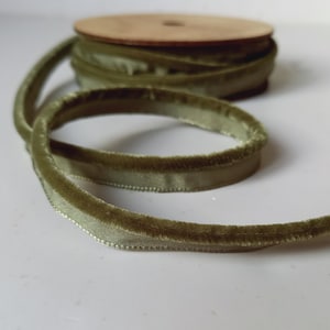 Soft Velvet flanged insert piping cord 5mm diameter 13 colours sold by the metre Olive Green