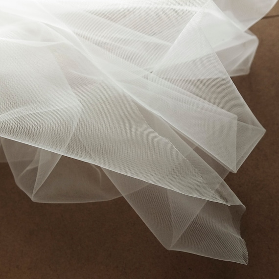 Super fine soft ivory off white colour illusion tulle fabric 150cm wide -  very delicate mesh - sold by the metre - underskirt, veil (H2)