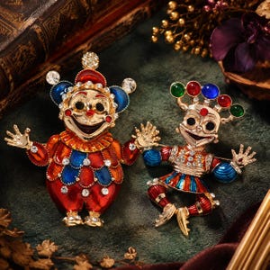 Personality Clown Character Brooch, Colorful Statement Pin for Denim Jackets, Blazers and Scarves