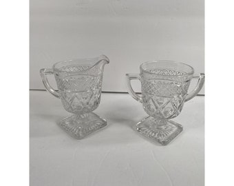 Vintage Colony Park Lane Clear Glass Cream And Sugar Set | Cottage Core | Cottage Tea | English Tea