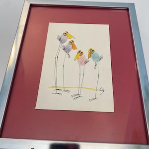 Vintage BARBARA ENTZ Original artwork watercolor painting drawing SIGNED 1970s