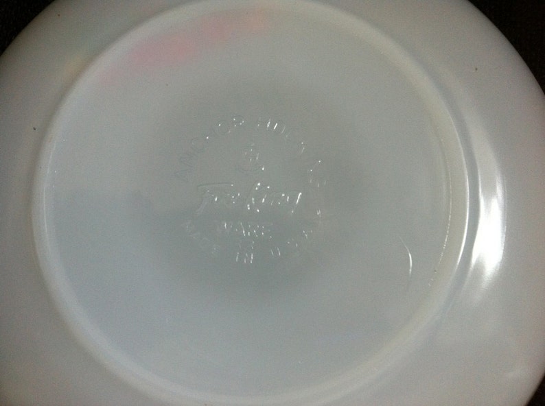 Vintage Anchor Hocking Fire King Milk Glass Saucers Blue Bonnet Pattern