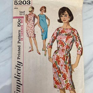 Vintage 60s Simplicity Sewing Pattern 5203 - Misses&#39; Dress - Size Small 10-12