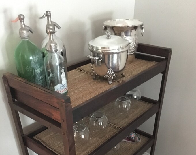 Industrial Bar Shelving Cart Book Shelf Iron Wheel Wood Etsy