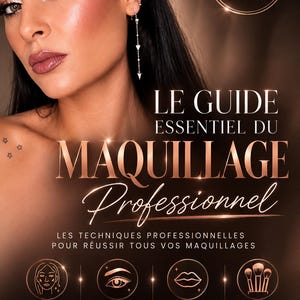 Peut inclure: Un guide de maquillage professionnel de 24 pages présentant le portrait d'une personne maquillée. Le texte sur la couverture indique LE GUIDE ESSENTIEL DU MAQUILLAGE PROFESSIONNEL, LES TECHNIQUES PROFESSIONNELLES POUR RÉUSSIR TOUS VOS MAQUILLAGES et MORGANE DELAVAUD.