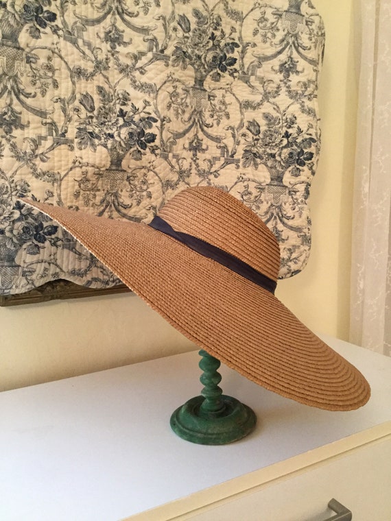 Two Antique Wide Brimmed Straw hats Late 19th C