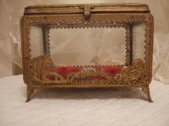 Antique French Glass Casket Globe De Marriage Glass Box Etsy