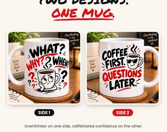 Overthinker Coffee Mug Wrap, Funny Sublimation Design (Digital Download)