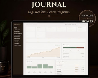 TRADEVA Trading Journal Spreadsheet, Forex Stock Trade Log, Performance Tracker (Excel Google Sheets)