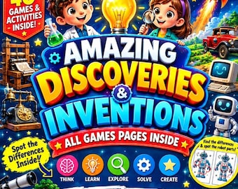 Discoveries & Inventions Activity Book | 125-Page Screen-Free Games (PDF)