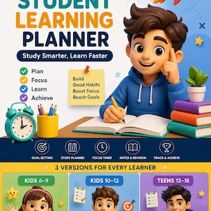 Smart studentplanerare | Studera smartare, organisera läxor och prov (digital nedladdning)