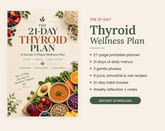 21-Day Thyroid Wellness Plan, Hypothyroid Diet Recipes, Hashimoto's Meal Planner (PDF)