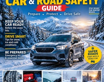 Winter Car Safety Guide | Snow Driving Checklist, Emergency Kit (Digital PDF)
