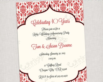 40th anniversary invitations etsy