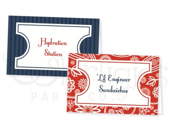 Train Birthday Party Tent Cards - Editable Food Labels - Ticket Place Cards - Train Party Buffet Place Cards