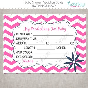 Baby Shower Game Set Girl Gift Bingo Wishes for Baby Advice Cards Predictions for Baby Game Hot Pink and Navy image 4