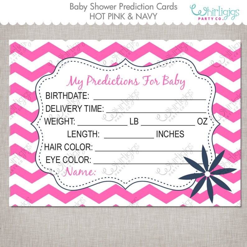 Baby Shower Game Set Girl Gift Bingo Wishes for Baby Advice Cards Predictions for Baby Game Hot Pink and Navy image 4