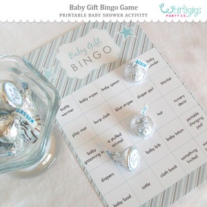 Chevron Baby Shower Purple & Silver Gift Bingo Game INSTANT DOWNLOAD image 2