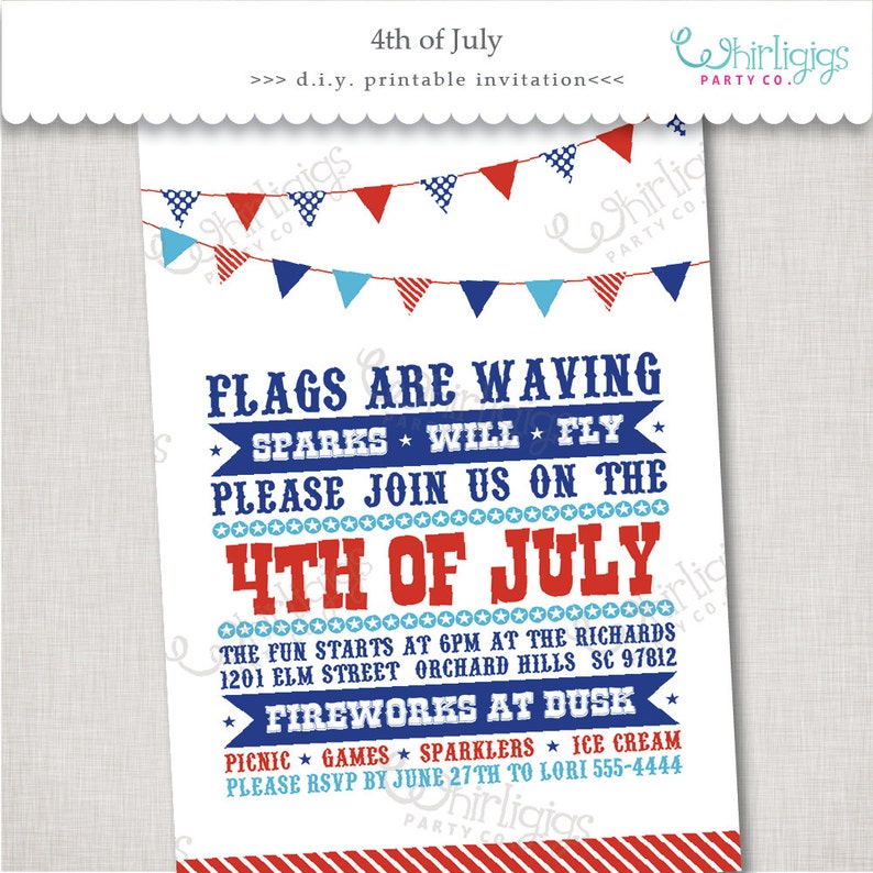 4th of July Party Invitation - Printable Electronic Report or Posted Invites with Envelopes - Free of charge Shipping and delivery picture regarding Free Printable Patriotic Invitations identified as 4th of July Occasion Invitation - Printable Electronic Record or Revealed Invites with Envelopes - No cost Delivery