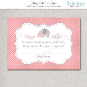 Diaper Raffle Printables for Pink Elephant Baby Shower - Etsy