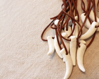 Dragon Party Favors or Dinosaur Party Favors - Clay tooth necklaces with suede lace - Plastic Free Party Favors!