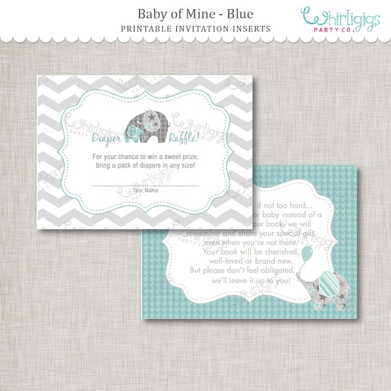 Book Request and Diaper Raffle Baby Shower Insert Cards INSTANT