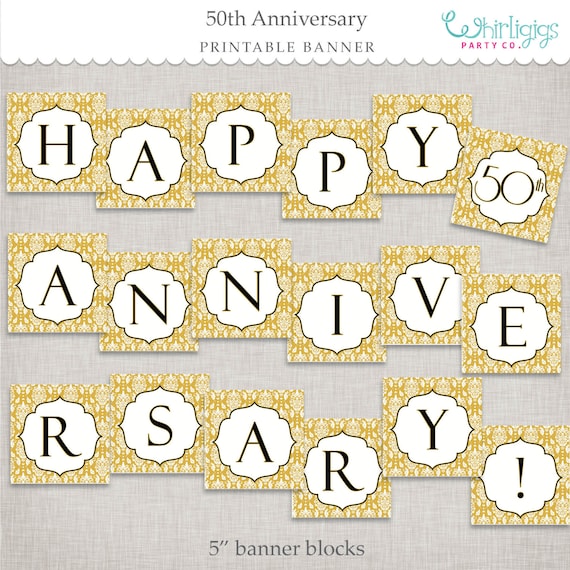 instant download 50th anniversary banner golden anniversary etsy