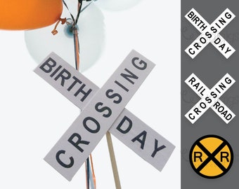 Railroad Sign Train Birthday Party DIY Printable -3 Sign Styles - Instant Download Train Party Decor