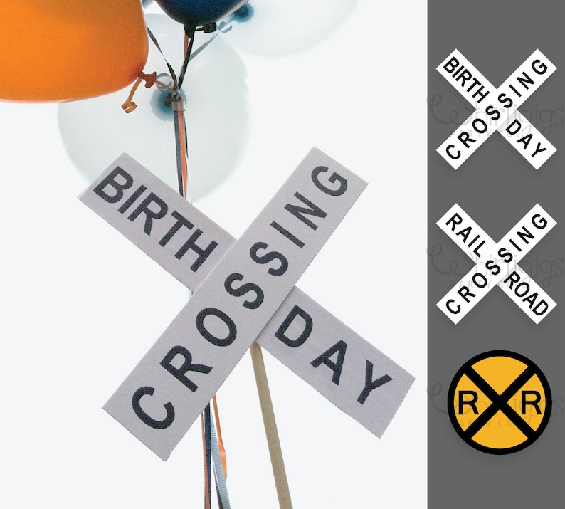Railroad Sign Train Birthday Party Diy Printable 3 Styles Instant Decor
