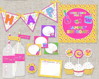 Pink Music Party Instant Download Printable d.i.y. Party