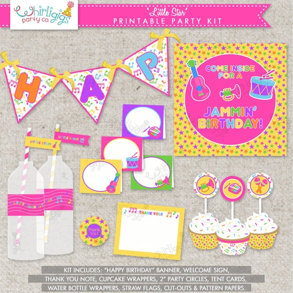 Pink Music Party Instant Download Printable d.i.y. Party Il_570xn
