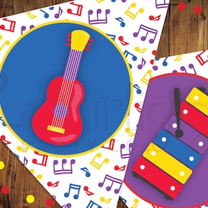 Wiggles Party Musik Banner - Musik Party Bearbeitbares Banner - Sofortiger Download - druckbares Banner PDF - The Wiggles Inspired Banner